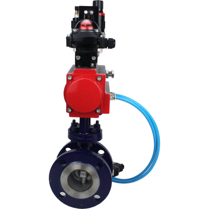 Water Butterfly Valve DNOVA WBV3EX-3432M-1W-F-ISO, body material - Carbon steel, disk material - Stainless steel AISI 316, seal - Metal, pneumatic actuator PA-DA double action, 4V320-10 220V, LSU APL-210N ATU AFC2000