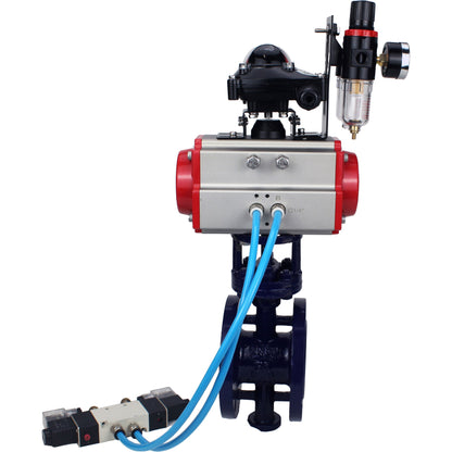 Water Butterfly Valve DNOVA WBV3EX-3432M-1W-F-ISO, body material - Carbon steel, disk material - Stainless steel AISI 316, seal - Metal, pneumatic actuator PA-DA double action, 4V320-10 220V, LSU APL-210N ATU AFC2000
