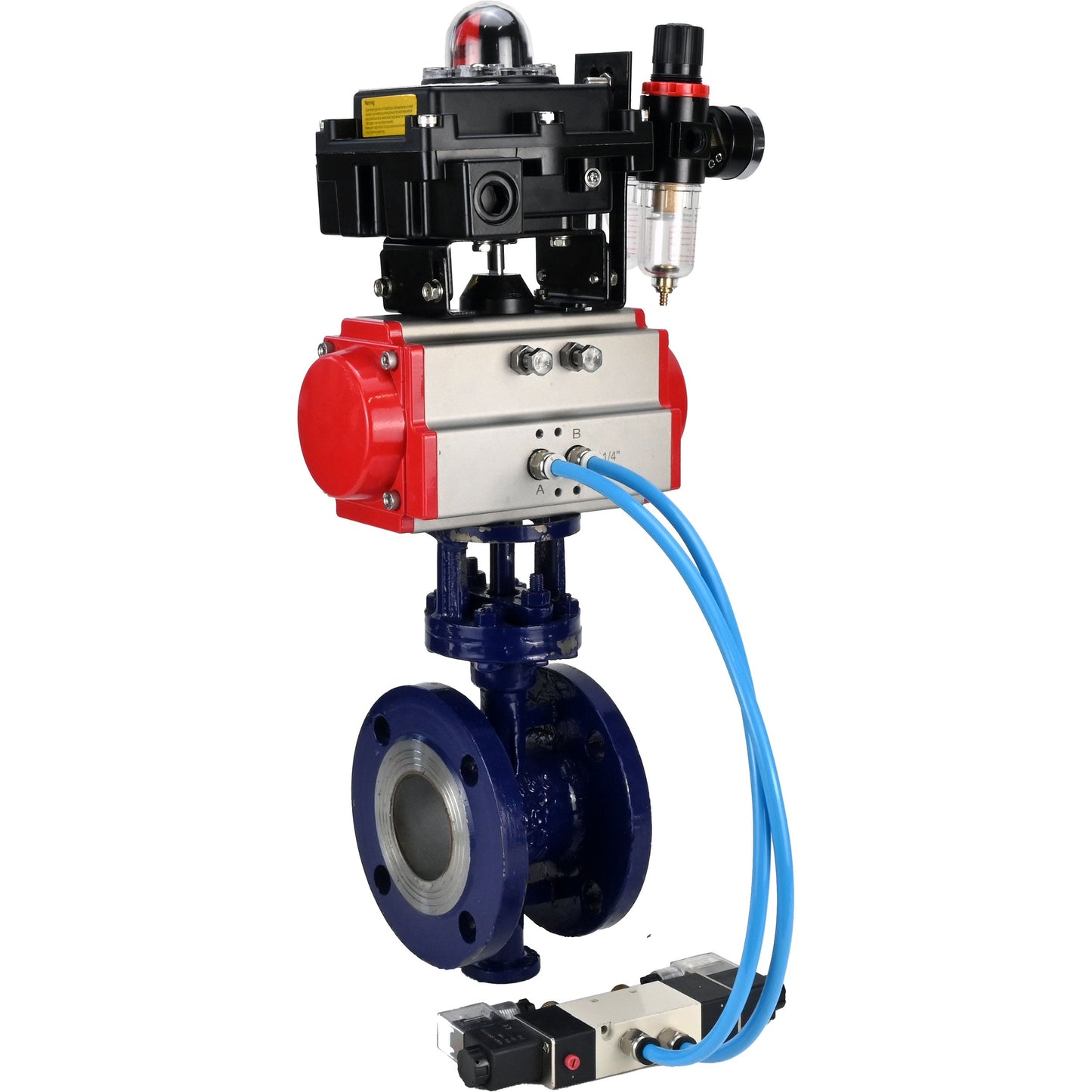 Water Butterfly Valve DNOVA WBV3EX-3432M-1W-F-ISO, body material - Carbon steel, disk material - Stainless steel AISI 316, seal - Metal, pneumatic actuator PA-DA double action, 4V320-10 220V, LSU APL-410N EX ATU AFC2000