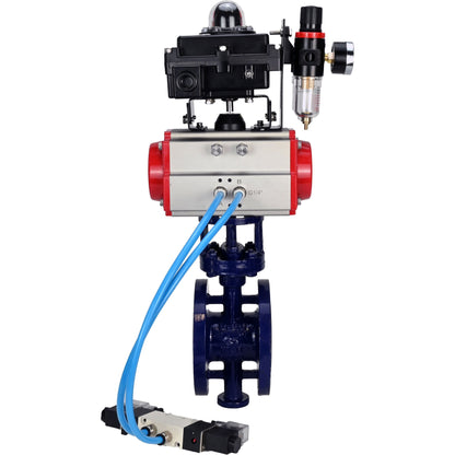 Water Butterfly Valve DNOVA WBV3EX-3432M-1W-F-ISO, body material - Carbon steel, disk material - Stainless steel AISI 316, seal - Metal, pneumatic actuator PA-DA double action, 4V320-08 220V, LSU APL-410N EX ATU AFC2000