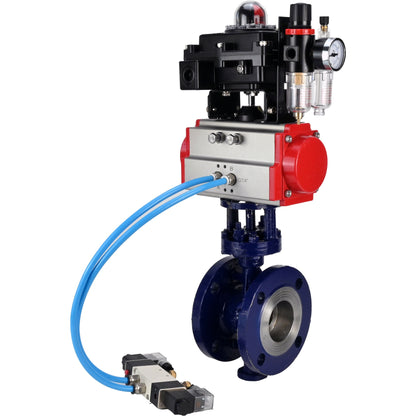 Water Butterfly Valve DNOVA WBV3EX-3432M-1W-F-ISO, body material - Carbon steel, disk material - Stainless steel AISI 316, seal - Metal, pneumatic actuator PA-DA double action, 4V320-08 220V, LSU APL-410N EX ATU AFC2000