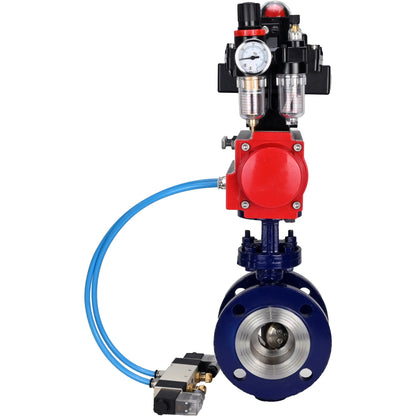 Water Butterfly Valve DNOVA WBV3EX-3432M-1W-F-ISO, body material - Carbon steel, disk material - Stainless steel AISI 316, seal - Metal, pneumatic actuator PA-DA double action, 4V320-08 220V, LSU APL-410N EX ATU AFC2000