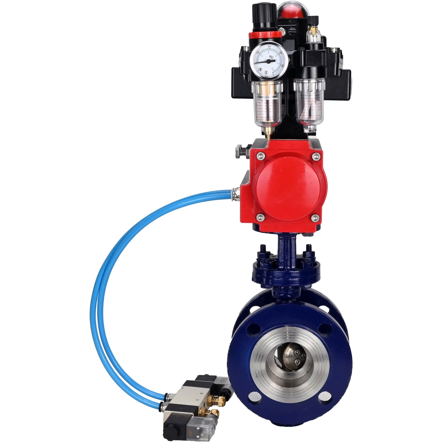 Water Butterfly Valve DNOVA WBV3EX-3432M-1W-F-ISO, body material - Carbon steel, disk material - Stainless steel AISI 316, seal - Metal, pneumatic actuator PA-DA double action, 4V320-10 220V, LSU APL-410N EX ATU AFC2000