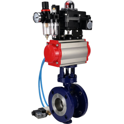 Water Butterfly Valve DNOVA WBV3EX-3432M-1W-F-ISO, body material - Carbon steel, disk material - Stainless steel AISI 316, seal - Metal, pneumatic actuator PA-DA double action, 4V320-08 220V, LSU APL-410N EX ATU AFC2000