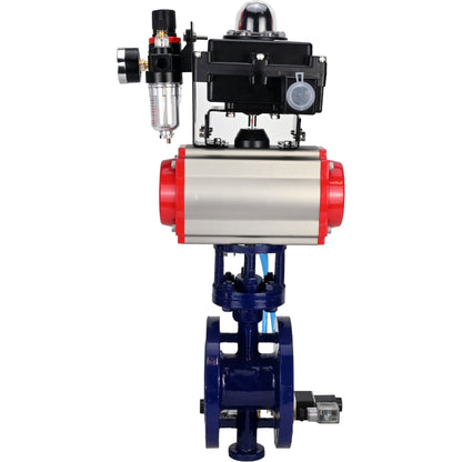 Water Butterfly Valve DNOVA WBV3EX-3432M-1W-F-ISO, body material - Carbon steel, disk material - Stainless steel AISI 316, seal - Metal, pneumatic actuator PA-DA double action, 4V320-10 220V, LSU APL-410N EX ATU AFC2000