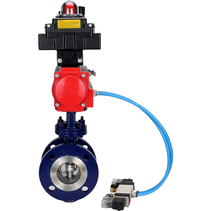 Water Butterfly Valve DNOVA WBV3EX-3432M-1W-F-ISO, body material - Carbon steel, disk material - Stainless steel AISI 316, seal - Metal, pneumatic actuator PA-DA double action, 4V320-08 220V, LSU APL-410N EX ATU AFC2000