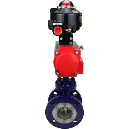 Water Butterfly Valve DNOVA WBV3EX-3432M-1W-F-ISO, body material - Carbon steel, disk material - Stainless steel AISI 316, seal - Metal, pneumatic actuator PA-SA with return springs, , LSU APL-510N EX