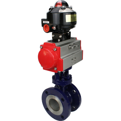 Water Butterfly Valve DNOVA WBV3EX-3432M-1W-F-ISO, body material - Carbon steel, disk material - Stainless steel AISI 316, seal - Metal, pneumatic actuator PA-SA with return springs, , LSU APL-510N EX