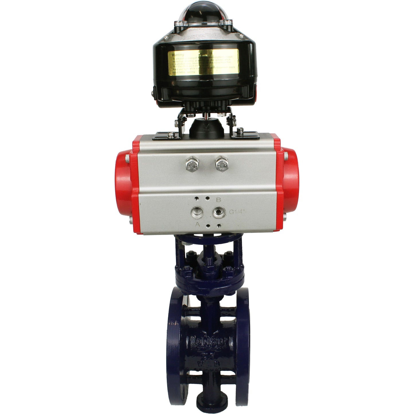 Water Butterfly Valve DNOVA WBV3EX-3432M-1W-F-ISO, body material - Carbon steel, disk material - Stainless steel AISI 316, seal - Metal, pneumatic actuator PA-SA with return springs, , LSU APL-510N EX