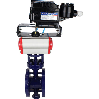 Water Butterfly Valve DNOVA WBV3EX-3432M-1W-F-ISO, body material - Carbon steel, disk material - Stainless steel AISI 316, seal - Metal, pneumatic actuator PA-SA with return springs, positioner YT-1000RSN with feedback