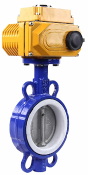 Water Butterfly Valve DNOVA WCB-316L-PTFE-DNOVA-110/220, body material - carbon steel WCB, disk material - stainless steel AISI 316L, seal - PTFE, electric actuator operated