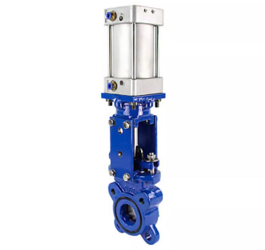 Knife gate valve DNOVA GVKR1331N-2W-Fb-2P, body material - cast iron GGG40, knife material - stainless steel AISI 304, seal - EPDM, pneumatic actuator