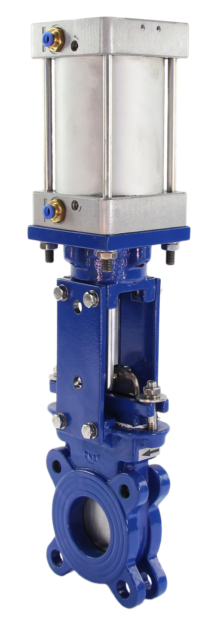 Knife Gate Valve wafer type DNOVA GGG40-SS304-EPDM-2W-DA PSI145 Class 125 with pneumatic actuator, 4V210-08 KUOIN 24V pneumatic solenoid valve and LJ12A3-4-J/EZ 24V inductive sensors
