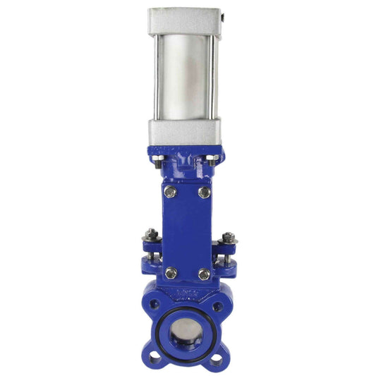 Knife gate valve DNOVA GVKN1331E-2W-Fb-2P PN10, body material - cast iron GGG40, knife material - stainless steel AISI 304, seal - EPDM, pneumatic actuator