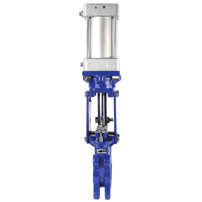 Knife gate valve DNOVA GVKN3431M-1W-Fb-2P PN10, body material - Carbon Steel WCB, knife material - stainless steel AISI 304, seal - METAL, pneumatic actuator