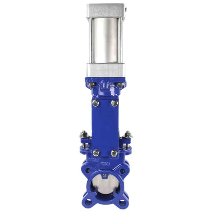 Knife gate valve DNOVA GVKN3431M-1W-Fb-2P PN10, body material - Carbon Steel WCB, knife material - stainless steel AISI 304, seal - METAL, pneumatic actuator
