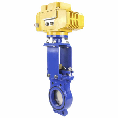Knife Gate Valve DNOVA GVKN1331N-2W-Fb-ISO Class 125 NBR Wafer type, Cast Iron, Bidirectional, with DNOVA-MT-50 380V electric actuator
