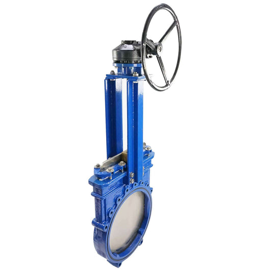 Knife gate valve DNOVA GVKN1331N-2W-Fb-R body material - cast iron GGG40, knife material - stainless steel AISI 304, seal - NBR, gear operated