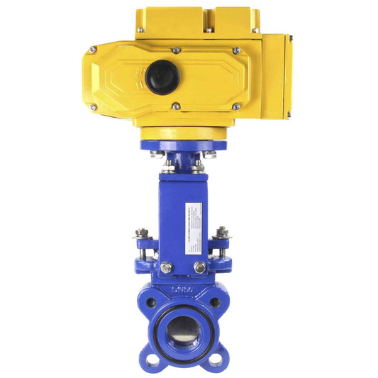 Knife Gate Valve DNOVA GVKN1331N-2W-Fb-ISO Class 125 NBR Wafer type, Cast Iron, Bidirectional, with DNOVA-MT-50 110/220V electric actuator