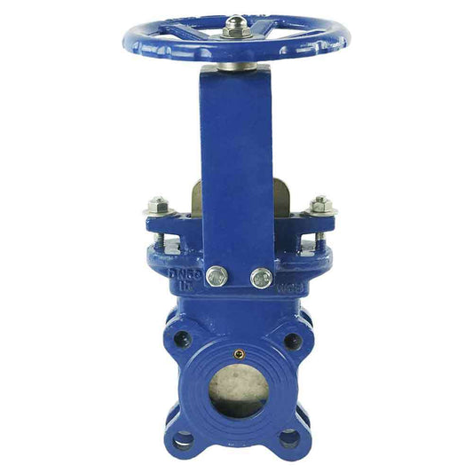 Knife gate valve DNOVA GVKN3431M-1W-Fb-S body material - carbon steel WCB, knife material - stainless steel AISI 304, seal - METAL, handwheel operated