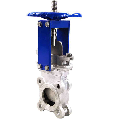 Knife gate valve DNOVA GVKR3131M-1W-Fb-S, body material - stainless steel AISI 304, knife material - stainless steel AISI 304, seal - METAL, handwheel operated