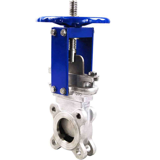 Knife gate valve DNOVA GVKR3131M-1W-Fb-S, body material - stainless steel AISI 304, knife material - stainless steel AISI 304, seal - METAL, handwheel operated