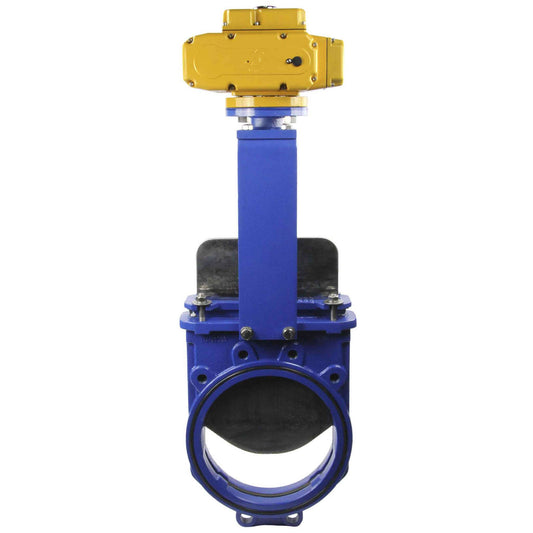 Knife Gate Valve DNOVA GVKN1331N-2W-Fb-ISO Class 125 NBR Wafer type, Cast Iron, Bidirectional, with DNOVA-MT-200 380V electric actuator