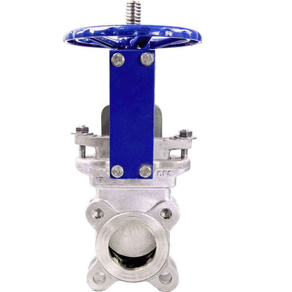 Knife gate valve DNOVA GVKR3131M-1W-Fb-S, body material - stainless steel AISI 304, knife material - stainless steel AISI 304, seal - METAL, handwheel operated
