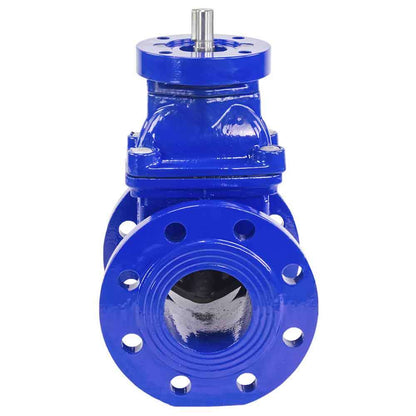 Wedge gate valve DNOVA GVWN1414E-2W-F (F4) BLUE PN10, body material - cast iron GGG50, wedge material - cast iron + EPDM, seal - EPDM, stem only