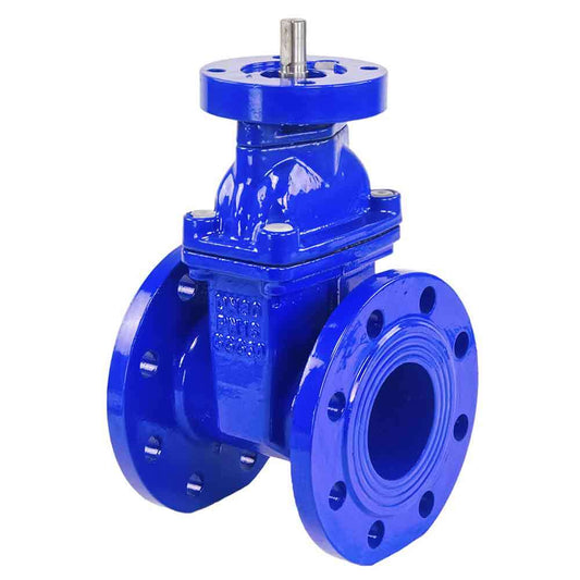 Wedge gate valve DNOVA GVWN1414E-2W-F (F4) BLUE PN10, body material - cast iron GGG50, wedge material - cast iron + EPDM, seal - EPDM, stem only