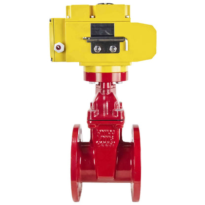 Wedge gate valve red DNOVA-GGG50-EPDM-F4-RED PSI232 class 150 T=230-248°F flange connection, with rubber lined wedge EPDM, electric actuator DNOVA MT-380, 380V