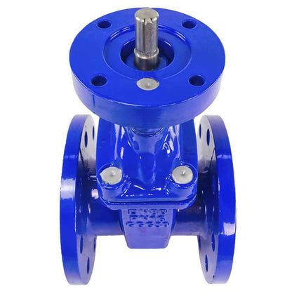 Wedge gate valve DNOVA GVWN1414E-2W-F (F4) BLUE PN10, body material - cast iron GGG50, wedge material - cast iron + EPDM, seal - EPDM, stem only