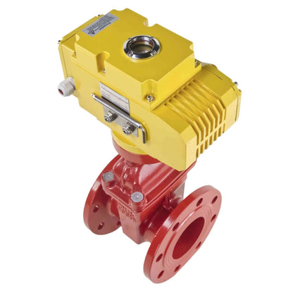 Wedge gate valve red DNOVA-GGG50-EPDM-F4-RED PSI232 class 150 T=230-248°F flange connection, with rubber lined wedge EPDM, electric actuator DNOVA MT-380, 380V