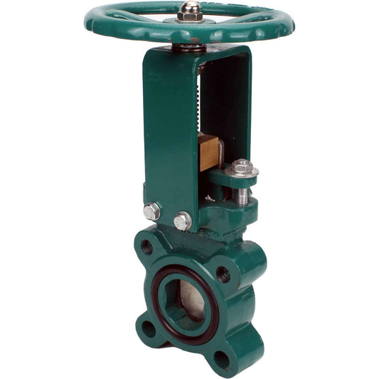 Knife Gate Valve DNOVA GVKR1331M-1W-Fb-S 16 bar, wafer type, body material - Cast iron GGG-40, seal - metal, with retractable spindle, handwheel operated