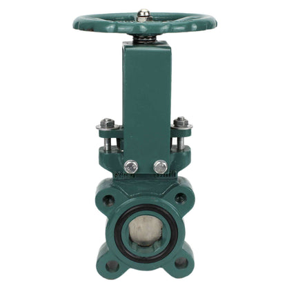 Knife Gate Valve DNOVA GVKR1331M-1W-Fb-S 16 bar, wafer type, body material - Cast iron GGG-40, seal - metal, with retractable spindle, handwheel operated