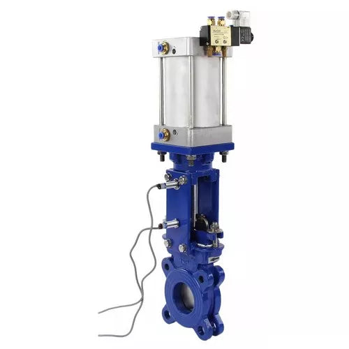 Gate valves DNOVA GVKR1331E-2W-Fb-2P interflanged, with sliding spindle, body - cast iron GGG-40, seal - EPDM, with pneumatic actuator, WENZ, pneumatic valve 4V210-08 220V and induction sensors LJ12A3-4-J/EZ 220V