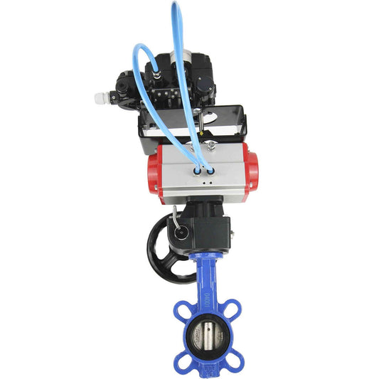 Water Butterfly Valve DNOVA WBV1332N-2W-Fb-H body material - Cast iron GGG50, disk material - Stainless steel 316L, seal - NBR with pneumatic actuator DA, manual duplicator HDM and electropneumatic positioner with feedback DNOVA YT-1000RSI