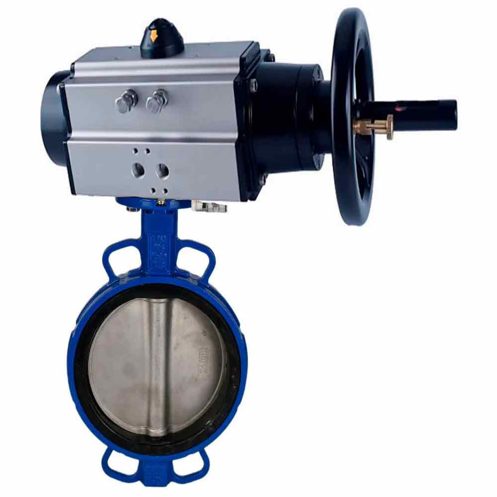 Water Butterfly Valve DNOVA WBV1432E-2W-Fb body material - Cast iron GGG50/EN-GJS-500-7, disk material - Stainless steel AISI 316L/1.4404, seal - EPDM with pneumatic actuator double acting PA-DA-105-1