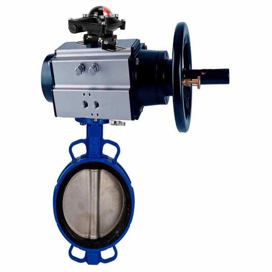 Water Butterfly Valve DNOVA WBV1413E-2W-Fb body material - Cast iron GGG50/EN-GJS-500-7, disk material - Cast iron GGG40/EN-GJS-400-15, seal - EPDM with pneumatic actuator double acting PA-DA-105-1, limit switch APL-510N-EX