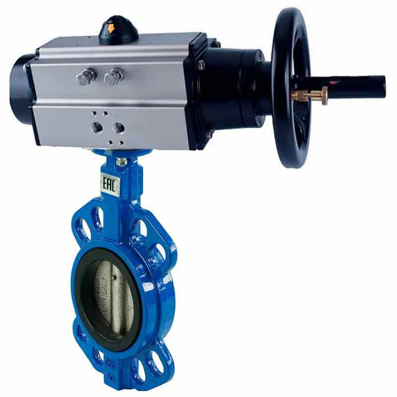 Water Butterfly Valve DNOVA WBV1132N-2W-Fb body material - Cast iron GG25/EN-GJL-250, disk material - Stainless steel AISI 316L/1.4404, seal - NBR with pneumatic actuator double acting PA-DA-105-1
