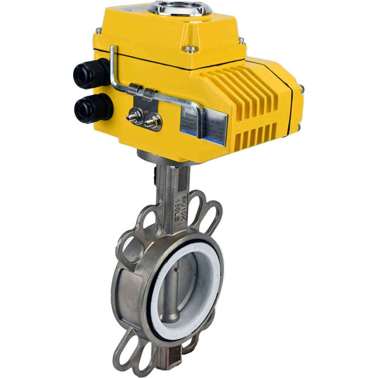 Water Butterfly Valve DNOVA 316l-ptfe-DNOVA-110/220, body material - stainless steel AISI 316L, disk material - stainless steel AISI 316L, seal - PTFE, electric actuator operated