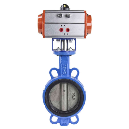 Water Butterfly Valve DNOVA st-316l-nbr-DNOVA-da, body material - carbon steel WCB, disk material - stainless steel AISI 316L, seal - NBR, pneumatic actuator operated