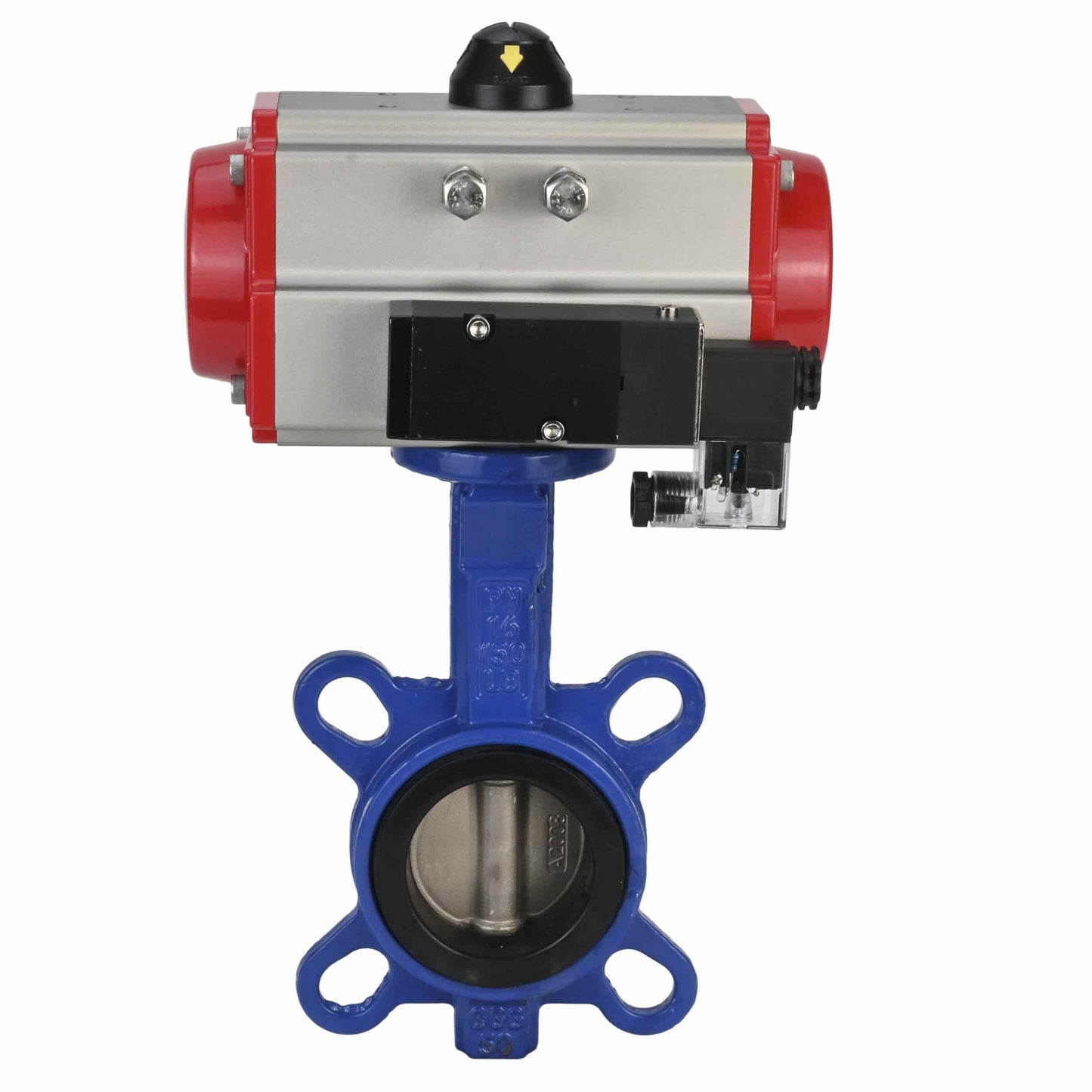 Water Butterfly Valve DNOVA WBV1332N-2W-Fb-H body material - Cast iron GGG50, disk material - Stainless steel 316L, seal - NBR with double-acting pneumatic actuator DA and pneumatic distributor 4M310-08 220V