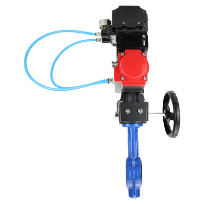 Válvula de mariposa de agua DNOVA g50-g40-epdm-DNOVA-da-hdm-yt1000rsn, material del cuerpo: hierro fundido GGG50, material del disco: hierro fundido GGG40, junta: EPDM, accionamiento neumático.