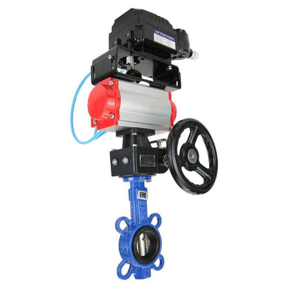 Water Butterfly Valve DNOVA WBV1332N-2W-Fb-H body material - Cast iron GGG50, disk material - Stainless steel 316L, seal - NBR with pneumatic actuator DA, manual duplicator HDM and electropneumatic positioner without feedback DNOVA YT-1000RSN