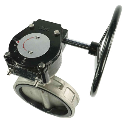 Válvula de mariposa de agua DNOVA 316L-EPDM-RDN, material del cuerpo: acero inoxidable AISI 316L, material del disco: acero inoxidable AISI 316L, sello: EPDM, accionada por engranajes