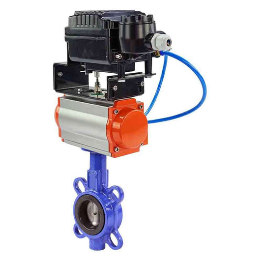 Válvula de mariposa de agua DNOVA wcb-316l-viton-DNOVA-da-yt1000rsn, material del cuerpo - acero al carbono WCB, material del disco - acero inoxidable AISI 316L, sello - VITON, actuador neumático operado