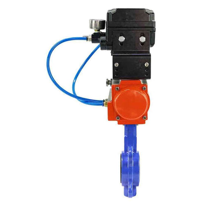 Válvula de mariposa de agua DNOVA wcb-316l-viton-DNOVA-sa-yt1000rsn, material del cuerpo - acero al carbono WCB, material del disco - acero inoxidable AISI 316L, sello - VITON, actuador neumático operado