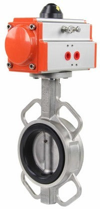 Water Butterfly Valve DNOVA 316l-nbr-DNOVA-sa, body material - stainless steel AISI 316L, disk material - stainless steel AISI 316L, seal - NBR, pneumatic actuator operated