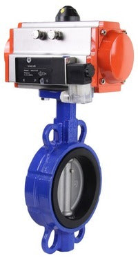 Water Butterfly Valve DNOVA st-316l-epdm-sa-4m310-24v, body material - carbon steel WCB, disk material - stainless steel AISI 316L, seal - EPDM, pneumatic actuator operated